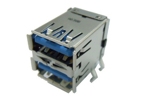 USB 3.0 A Type Dual Port R/A, Dip Type, W/Spring.